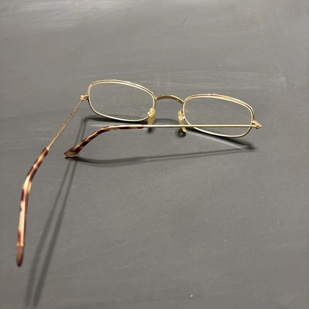 Gold Tone Metal Eyeglass Frames Small Oval Rectangle Tortoise Arms Frames Only